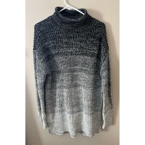 Haven Grey Ombre Knit Sweater Long Sleeves 100% Cotton, Side Slits, Women's M.
